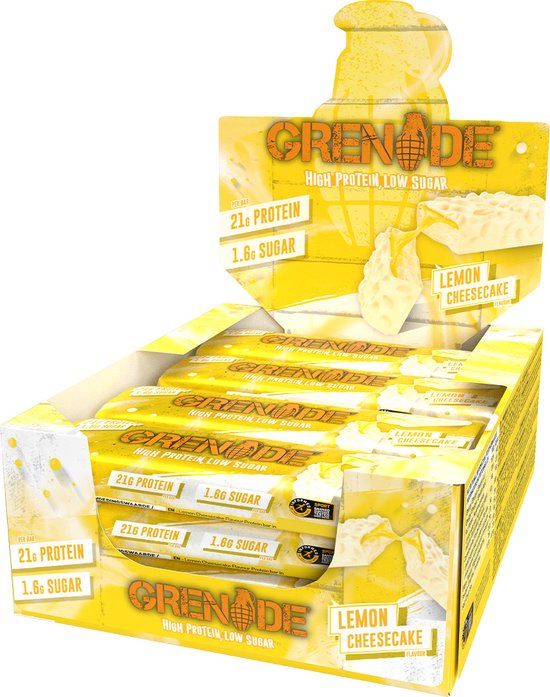 Grenade High Protein Low Sugar Protein Bar Lemon Cheesecake 21g Eiwit 12 x 60g
