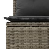 vidaXL 6-delige Loungeset met Kussens, Poly Rattan, Grijs