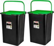 Plasticforte Recycling afvalbak - 2x - zwart/groen - 45 Liter