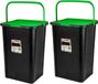 Plasticforte Recycling afvalbak - 2x - zwart/groen - 45 Liter