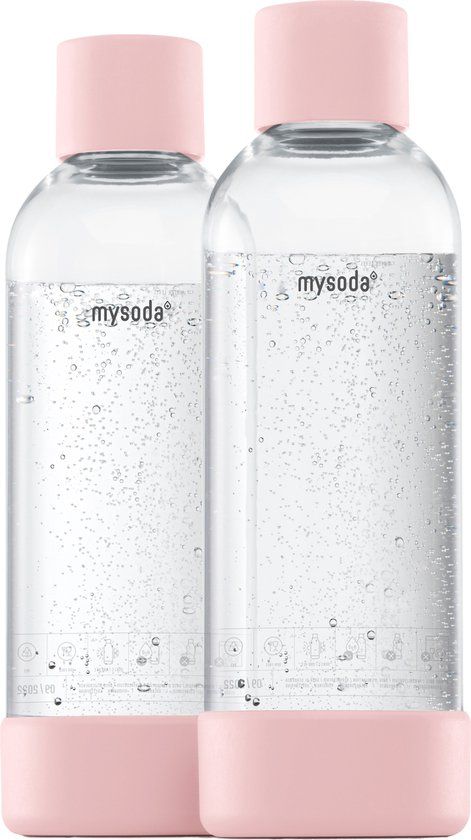 Mysoda - Herbruikbare Flessen - 2 x 1 Liter - Light Pink - Geschikt voor Mysoda Apparaten
