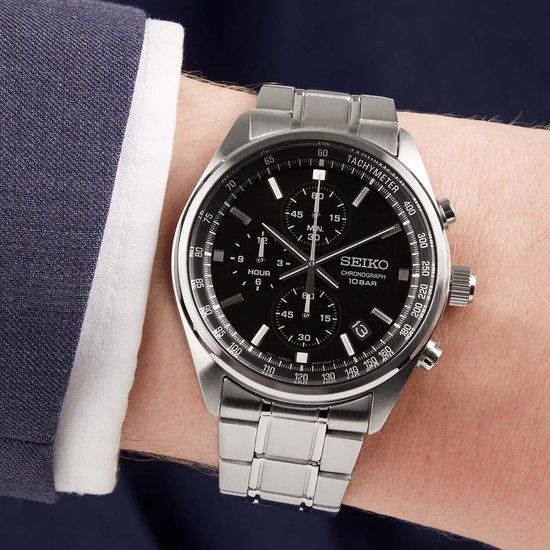 Seiko SSB379P1 Herenhorloge - Zwart - Chronograaf - Staal - 41.5 mm