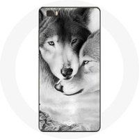 Maniacase Etui voor Huawei P8 Wolf Duo dieren