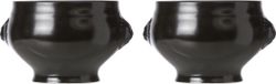 Cosy & Trendy soepkommen leeuwenkop - Set van 6x stuks - zwart - porselein - D11 cm