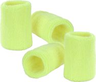 Merkloos / Sans marque Pols zweetbandjes neon geel - voor volwassenen - 4x stuks