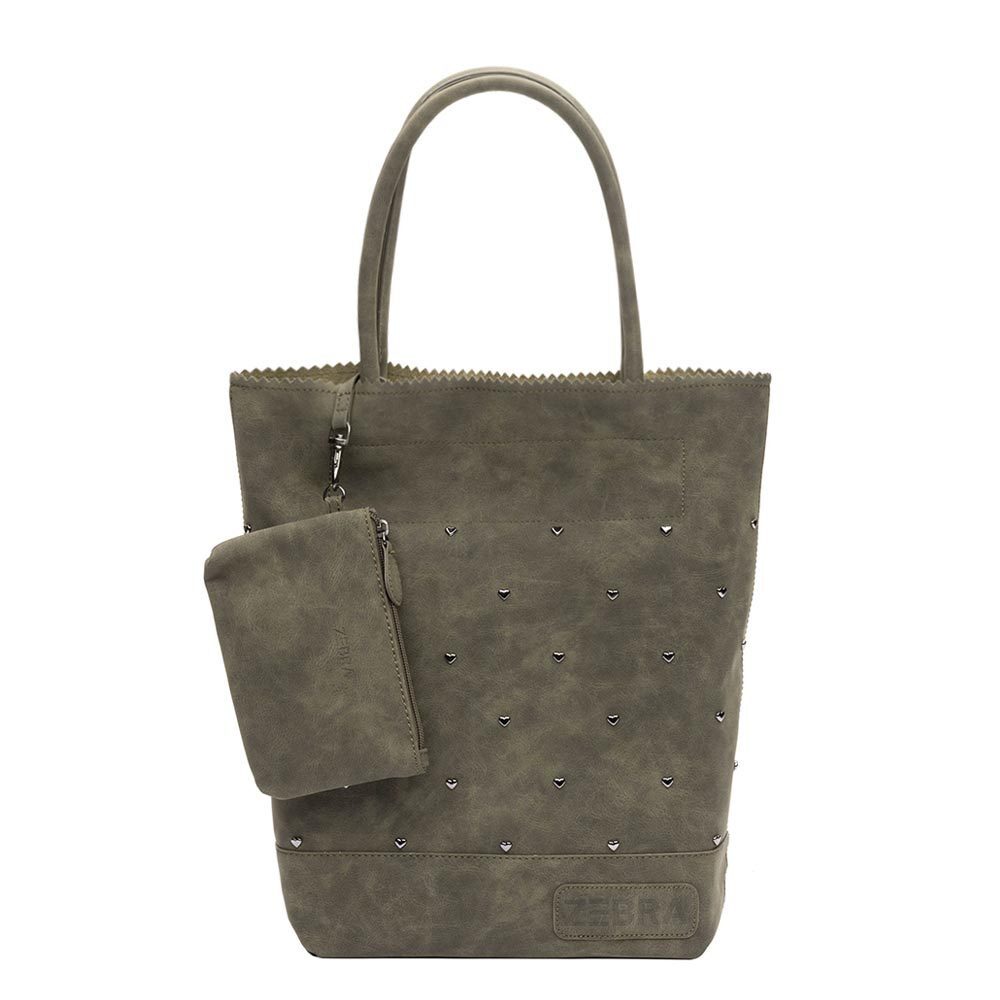 Zebra Trends Natural Bag Shopper Studs army green Groen