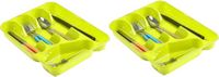 PLASTICFORTE Tiroir à couverts 5 compartiments vert lime - 27 x 34 x 5 cm - Accessoires de rangement de cuisine