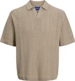 JACK&JONES JORPAROS KNIT EASTER SS CROCHET POLO Safari Heren M
