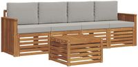 vidaXL Acacia Hout Bank Loungeset 4 Zitplekken Naturel en Lichtgrijs