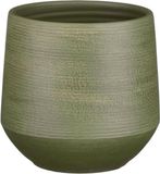 Mica Decorations Plantenpot - terracotta - donkergroen relief - D19/H18 cm