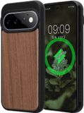 kwmobile Echt Houten Beschermhoes voor Google Pixel 11 Pro – Hout & TPU Cover – donkerbruin hout