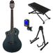 Ortega RTPSTD-SBK-L TourPlayer Series Standard Satin Black Finish Kit de démarrage pour guitare classique pour gauchers