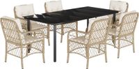 vidaXL 7-delige Tuinset met kussens polyrattan beige