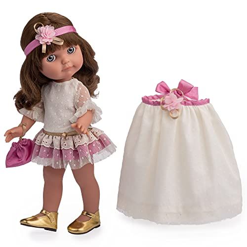 JC Toys Chloe Royal Collection Pop 38 cm - Bruin Haar - Communiejurk - 3+