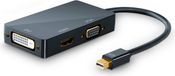 CSL Mini DisplayPort 1.2 adapter, 3-en-1, convertisseur vidéo avec connexion miniDP vers connexions HDMI, DVI et VGA, câble de 15 cm, Full HD 1080p, compatible avec PC et Mac, noir