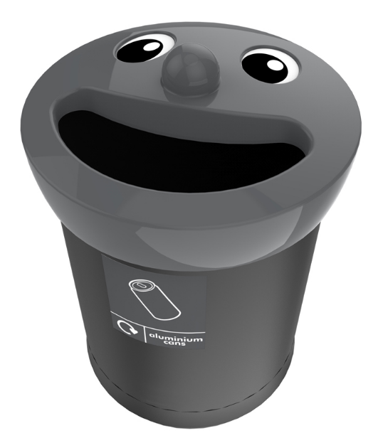 Vepa Bins Smiley face afvalbak, 52 liter, zwart/grijs, VB 719488