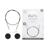 KnitPro Roestvrij Staal Zwart/Goud Vaste Verwisselbare Kabel voor 150cm Naald met Eindkappen en Kabel Sleutel - 1 Set