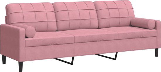 vidaXL 3-zitsbank met sierkussens 210 cm fluweel roze