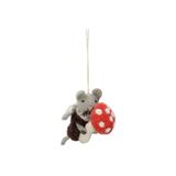 Pendentif de Noël, feutre, souris avec champignon