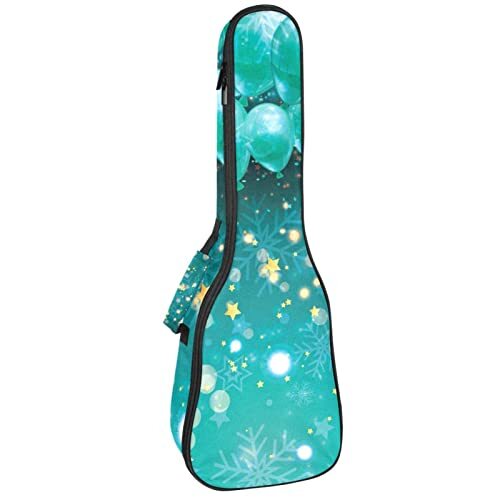 Mersov Tenor Ukulele Gigbag Waterdichte Ukelele Case Gewatteerde Rugzak, Geweldig voor Sopraan Concert (21/23/24") Ballonnen Geel Sterren Sneeuwvlokken Groen