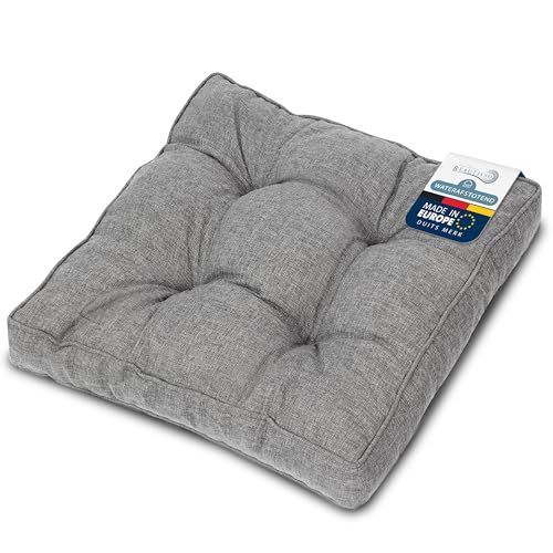 Beautissu BeauFlair – Outdoor Lounge Zitkussen 50x50cm – Tuinkussen 10cm dik – Hoes Vuil & Waterafstotend – Lichtgrijs