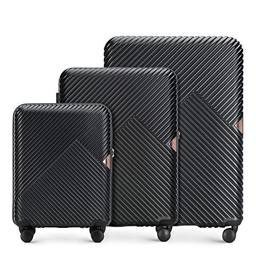 WITTCHEN Stabiele koffer kofferset trolley van materiaal polycarbonaat 8 zwenkwielen cijferslot 10,2 kg kleur zwart