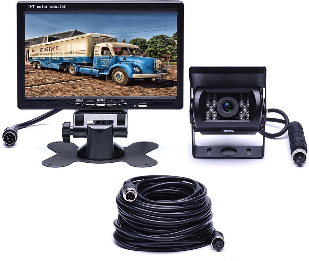 BrandWay Bedrade Achteruitrijcamera set met 7 inch scherm - Achteruitrij Camera bedraad voor Auto / Camper / Caravan / Vrachtwagen / Landbouw machines