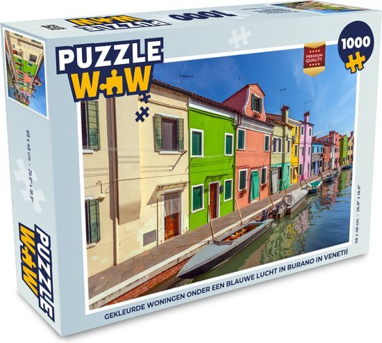 MuchoWow Puzzel Gekleurde woningen onder een blauwe lucht in Burano in Venetië - Legpuzzel - Puzzel 1000 stukjes volwassenen - Sinterklaas cadeautjes - Sinterklaas voor grote kinderen