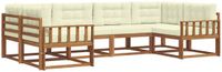 vidaXL Bank loungeset 6 zitplaatsen Naturel et crème Acacia bois