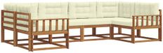 vidaXL Bank loungeset 6 zitplaatsen Naturel et crème Acacia bois