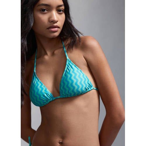 MANGO TEEN halter bikini turquoise/blauw Meisjes Polyester Meerkleurig - maat 168(M)