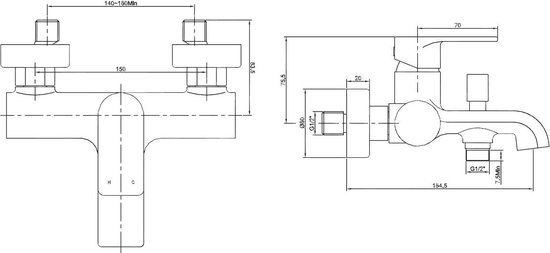 Wiesbaden Lima Badkraan - Mengkraan - Chroom - Losse kraan - Inbouw - 15 cm hartafstand