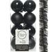Decoris boules de Noël 16x pc 4 cm - avec guirlande de Noël - noir - plastique