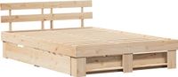 vidaXL Bedframe met hoofdeinde, bruin, 160 x 200 cm, massief grenen