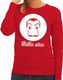 Bellatio Decorations Salvador Dali bankovervaller sweatshirt rood voor dames - Bella Ciao XXL