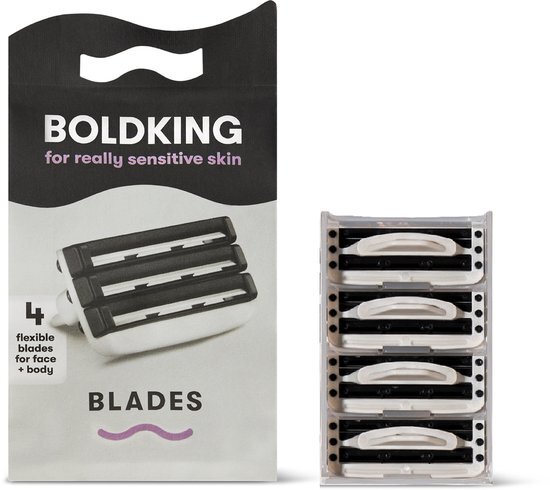 Boldking Scheermesjes Extra Sensitive - Scheermes Man &amp; Vrouw - Scheerset Extra Gevoelige Huid - 4 Razor Blades Mannen