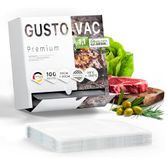 GustoVac Premium Vacuum Sealer Food Storage Bags – Sous Vide Bags Made In Germany – 100 bags 7.9 x 11.8 inch | 20 x 30 cm – Universally Compatible Sealer Bags – Extra Strong Seal – With Bonus E-Book