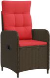 vidaXL Ligstoel voor Tuin Bruin en Rood Poly Rattan