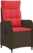 vidaXL Ligstoel voor Tuin Bruin en Rood Poly Rattan