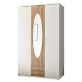 Kassel Kledingkast met spiegeldeur, Artisan eiken look, multifunctionele kast met 3 draaideuren voor je slaapkamer, 120 x 195 x 55 cm (b x h x d)