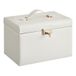JOYFURNOS Boîte à bijoux 3 niveaux, Organisateur de bijoux avec 2 tiroirs, Étui à bijoux avec étui de voyage portable, avec poignée, Verrouillable, Idée cadeau, Housse en PU blanc nuage, Doublure blanche crème
