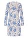 Hanro Nachthemd ' Sleep & Lounge ' ecru / blauw / lichtroze