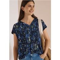 Cecil Blouse shirt met korte mouwen met structuurmix urban donkerblauw L