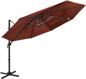 vidaXL Parasol 4-laags met aluminium paal 3x3 m terracottakleurig