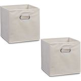 Zeller kastmanden - 2x - Beige - vierkant - 32 x 32 cm - opbergmand - vakkenkast opbergers