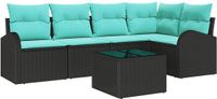 vidaXL Tuinbank Set Zwart en Turquoise Polyrattan