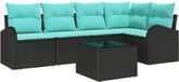 vidaXL Tuinbank Set Zwart en Turquoise Polyrattan