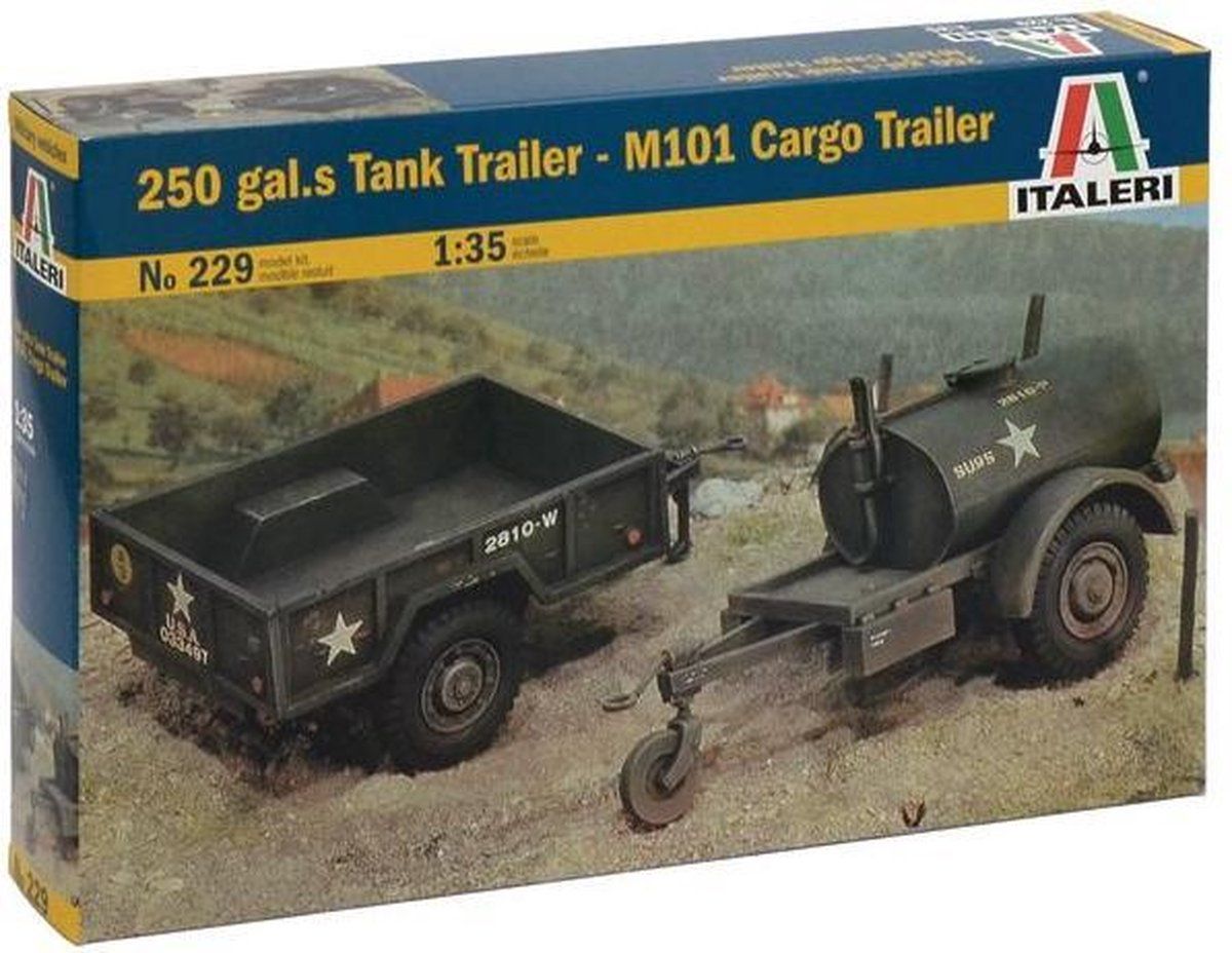 Italeri 250 gal.s Tank Trailer - M101 Cargo Trailer - ITA 00229, 229 - October 2017
