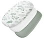 Medi Partners Hoeslaken van mousseline voor kinderwagen 86x40cm 3-delige set bedlaken voor wieg - 100% katoenen mousseline hoeslaken voor co-sleeper babybedje(Olijfbladeren - Wit - Olijf)