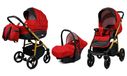 BabyLux® Axel | 3en1 poussette | Rouge | poussette combinée | ensemble de poussettes | poussette + nacelle